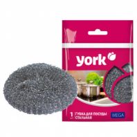 Губка (мочалка) металлическая, 40 г, МЕГА, для посуды, гриля, плиты, YORK, 003030 Губка (мочалка) металлическая, 40 г, МЕГА, для посуды, гриля, плиты, YORK, 003030