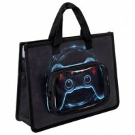 Папка на молнии с ручками BRAUBERG KIDS А4, 1 отделение, дополнительные карманы, пластик, "Bright gamepad", 274528