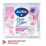 Ватные палочки КОМПЛЕКТ 100 шт., AURA, пакет, 20773, 13140 Ватные палочки КОМПЛЕКТ 100 шт., AURA, пакет, 20773, 13140