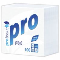 Салфетки бумажные 100 шт., 24х24 см, PROtissue COMFORT, белые, 100% целлюлоза, С184 Салфетки бумажные 100 шт., 24х24 см, PROtissue COMFORT, белые, 100% целлюлоза, С184
