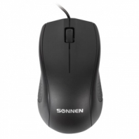 Мышь проводная SONNEN М-201, USB, 1000 dpi, 2 кнопки + колесо-кнопка, оптическая, черная, 512631 Мышь проводная SONNEN М-201, USB, 1000 dpi, 2 кнопки + колесо-кнопка, оптическая, черная, 512631