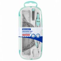 Готовальня BRAUBERG SCHOOL KIT, 9 предметов, циркуль 125 мм, чертежные принадлежности, мятный цвет, 210716 Готовальня BRAUBERG SCHOOL KIT, 9 предметов, циркуль 125 мм, чертежные принадлежности, мятный цвет, 210716