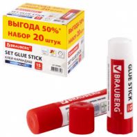 Клей-карандаш 15 г ВЫГОДНАЯ УПАКОВКА, КОМПЛЕКТ 20 штук, BRAUBERG, 229469 Клей-карандаш 15 г ВЫГОДНАЯ УПАКОВКА, КОМПЛЕКТ 20 штук, BRAUBERG, 229469