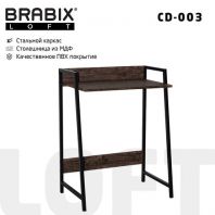 Стол на металлокаркасе BRABIX "LOFT CD-003", 640х420х840 мм, цвет морёный дуб, 641215 Стол на металлокаркасе BRABIX "LOFT CD-003", 640х420х840 мм, цвет морёный дуб, 641215