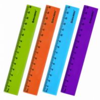 Линейка пластиковая 15 см, BRAUBERG "NEON", ассорти, пакет, 210750