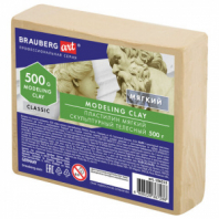 Пластилин скульптурный BRAUBERG ART CLASSIC, телесный, 0,5 кг, мягкий, 106515 Пластилин скульптурный BRAUBERG ART CLASSIC, телесный, 0,5 кг, мягкий, 106515