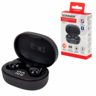 Наушники беспроводные TWS внутриканальные с микрофоном, SONNEN EP-BH25B, Bluetooth 5.3, черные, 514125 Наушники беспроводные TWS внутриканальные с микрофоном, SONNEN EP-BH25B, Bluetooth 5.3, черные, 514125