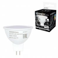 Лампа светодиодная SONNEN EXTRA, 8 (70) Вт, GU5.3, софит, нейтральный белый, 30000 ч, LED MR16-8W-4000-GU5.3, 457917