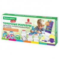 Большие точечные маркеры BRAUBERG KIDS 8 цветов + РАСКРАСКА и 2 сменных наконечника В ПОДАРОК, 152616