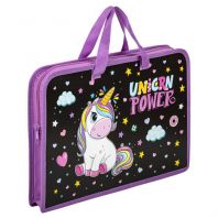 Папка на молнии с ручками ЮНЛАНДИЯ А4, 1 отделение, пластик, ширина 45 мм, "Magic unicorn", 270944 Папка на молнии с ручками ЮНЛАНДИЯ А4, 1 отделение, пластик, ширина 45 мм, "Magic unicorn", 270944