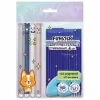 Ручки гелевые стираемые FUNSTER (ФАНСТЕР) "CUTE ANIMALS", СИНИЕ, НАБОР 4 ШТ., 20 стержней, 2 ластика, узел 0,5 мм, линия 0,35 мм, 144436 Ручки гелевые стираемые FUNSTER (ФАНСТЕР) "CUTE ANIMALS", СИНИЕ, НАБОР 4 ШТ., 20 стержней, 2 ластика, узел 0,5 мм, линия 0,35 мм, 144436