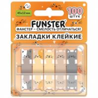 Закладки клейкие Z-сложения FUNSTER (ФАНСТЕР) "Коты", 45х12 мм, 100 шт. (5 цветов х 20 листов), в диспенсере, 116690 Закладки клейкие Z-сложения FUNSTER (ФАНСТЕР) "Коты", 45х12 мм, 100 шт. (5 цветов х 20 листов), в диспенсере, 116690