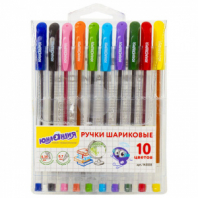 Ручки шариковые масляные ЮНЛАНДИЯ "КЛАССНАЯ", НАБОР 10 цветов, узел 0,7 мм, линия письма 0,35 мм, 143535