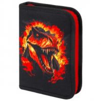 Пенал BRAUBERG с наполнением, 1 отделение, 1 откидная планка, 24 предмета, 21х14 см, "Fire dino", 273535