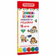 Краски акварельные медовые ПИФАГОР "ЭНИКИ-БЕНИКИ NEW", 12 цветов, картонная коробка, 192846 Краски акварельные медовые ПИФАГОР "ЭНИКИ-БЕНИКИ NEW", 12 цветов, картонная коробка, 192846