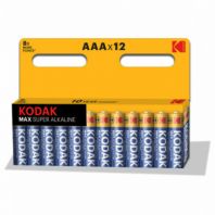 Батарейки алкалиновые "мизинчиковые" КОМПЛЕКТ 12 шт., KODAK Max Super Alkaline, ААА (LR03, 24А), блистер, Б0008960