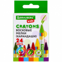 Восковые мелки BRAUBERG KIDS, НАБОР 24 цвета, 271697 Восковые мелки BRAUBERG KIDS, НАБОР 24 цвета, 271697