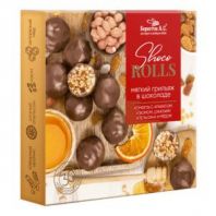 Конфеты-грильяж в шоколаде "Shoco Rolls" с арахисом, изюмом, цукатами, апельсином и медом, 135 г, БЕРЕСТОВ А.С., УТ-00031671 Конфеты-грильяж в шоколаде "Shoco Rolls" с арахисом, изюмом, цукатами, апельсином и медом, 135 г, БЕРЕСТОВ А.С., УТ-00031671