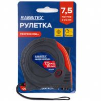 Рулетка измерительная 7,5 м х 25 мм, обрезиненный корпус, 3 фиксатора, RABBITEX (РАББИТЕКС) Professional, 671358 Рулетка измерительная 7,5 м х 25 мм, обрезиненный корпус, 3 фиксатора, RABBITEX (РАББИТЕКС) Professional, 671358