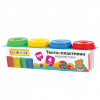 Тесто-пластилин для лепки СУПЕР ПЛАСТИЧНОЕ, 4 цвета, 200 г, крышки-штампики, BAMBOX (БАМБОКС), 107247 Тесто-пластилин для лепки СУПЕР ПЛАСТИЧНОЕ, 4 цвета, 200 г, крышки-штампики, BAMBOX (БАМБОКС), 107247