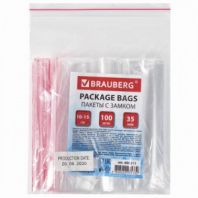 Пакеты с замком ZIP LOCK "зиплок", комплект 100 шт., 100х150 мм, ПВД, толщина 35 микрон, BRAUBERG, 606211 Пакеты с замком ZIP LOCK "зиплок", комплект 100 шт., 100х150 мм, ПВД, толщина 35 микрон, BRAUBERG, 606211
